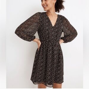 Madewell Georgette Button Front Floral Mini Dress